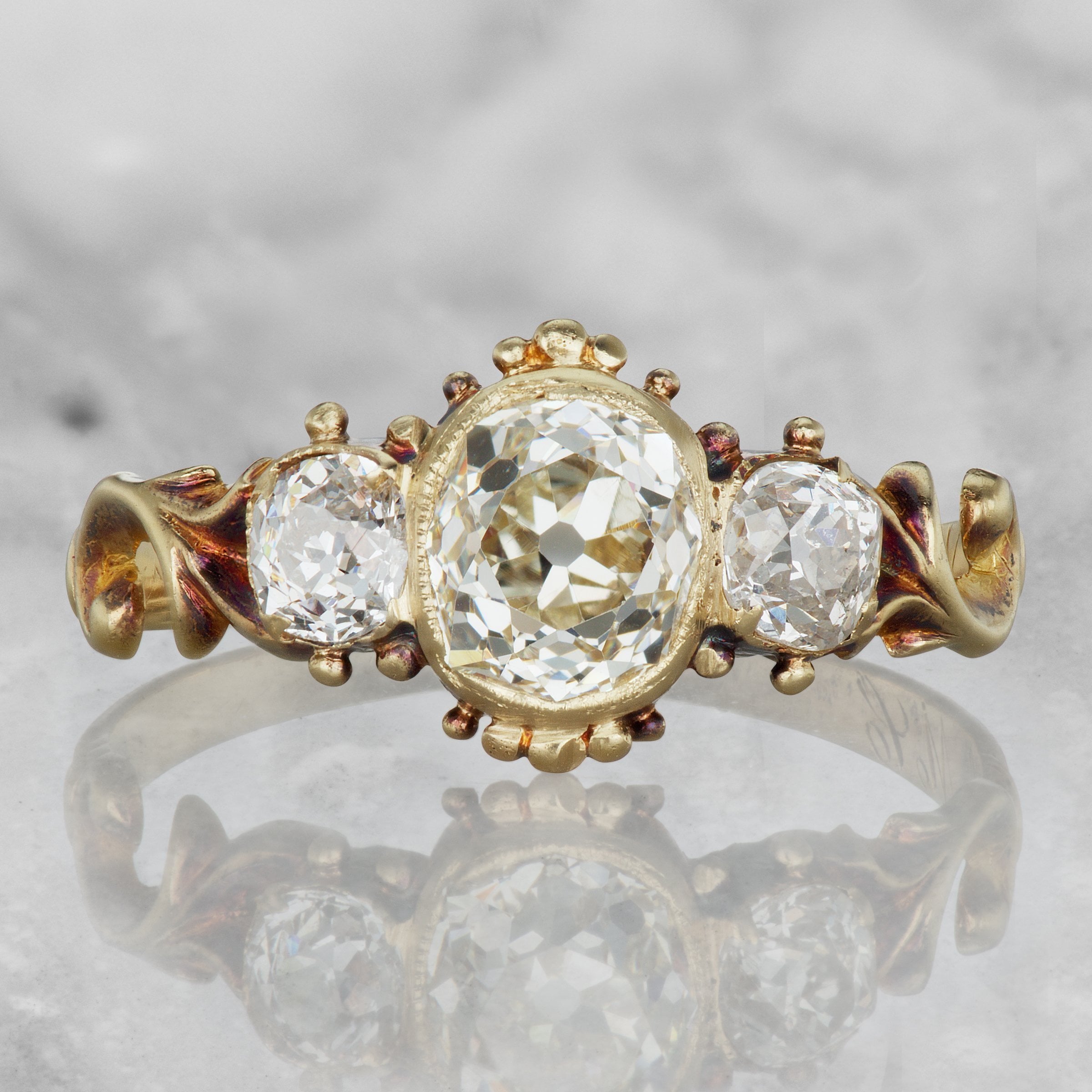 Victorian 3 Stone Diamond Engagement Ring | Victor Barbone