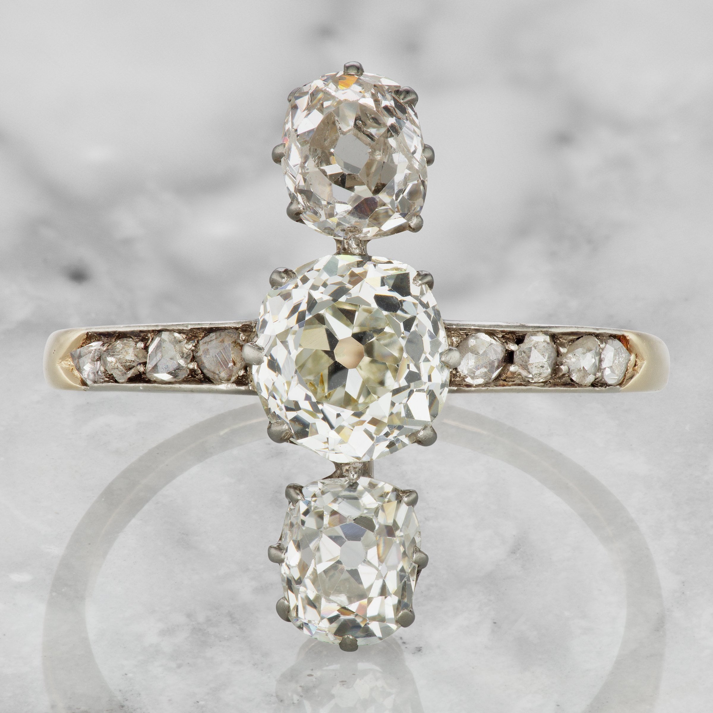 Vertically Set Diamond Engagement Ring Circa 1905 | Victor Barbone