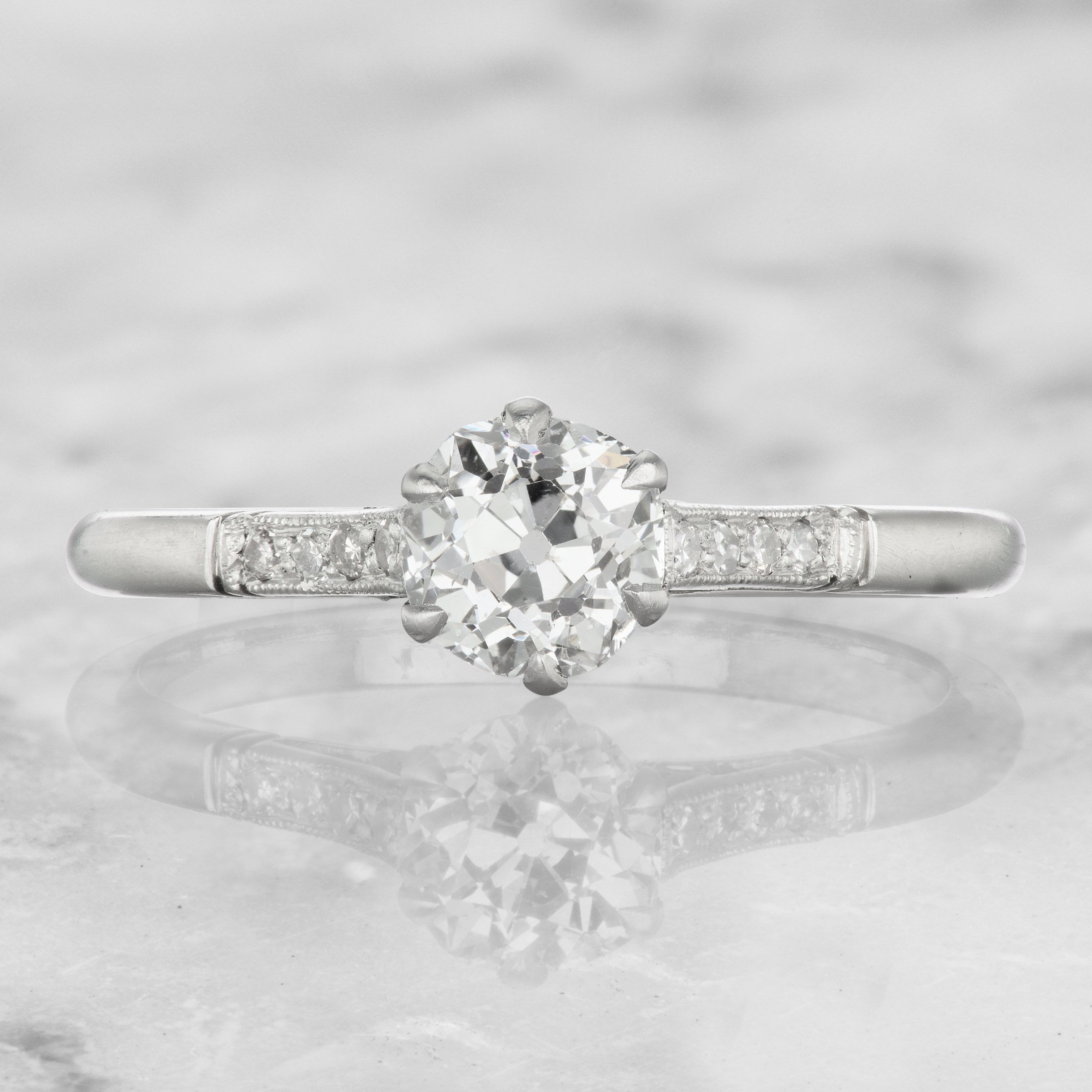 Antique Platinum Diamond Engagement Ring | Victor Barbone