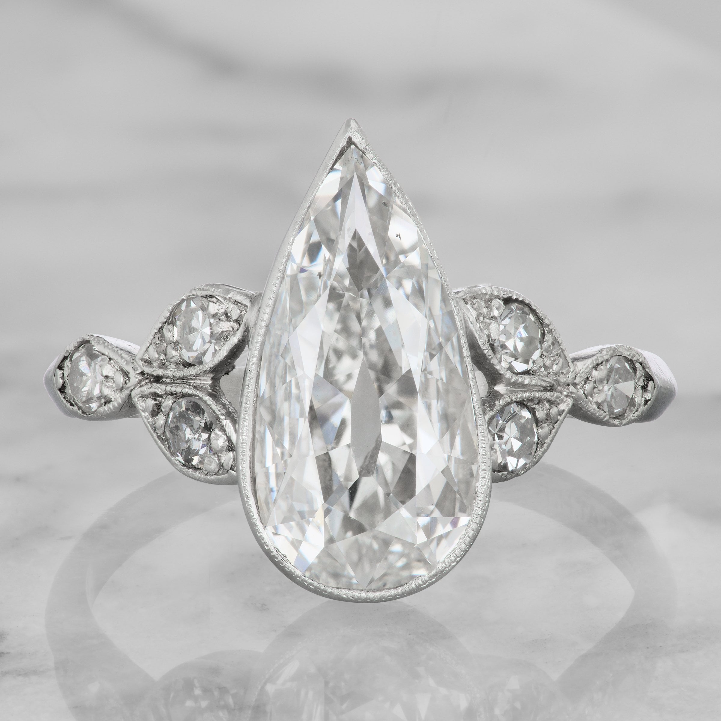 Bezel Set Pear Cut Engagement Ring Circa 1915 | Victor Barbone