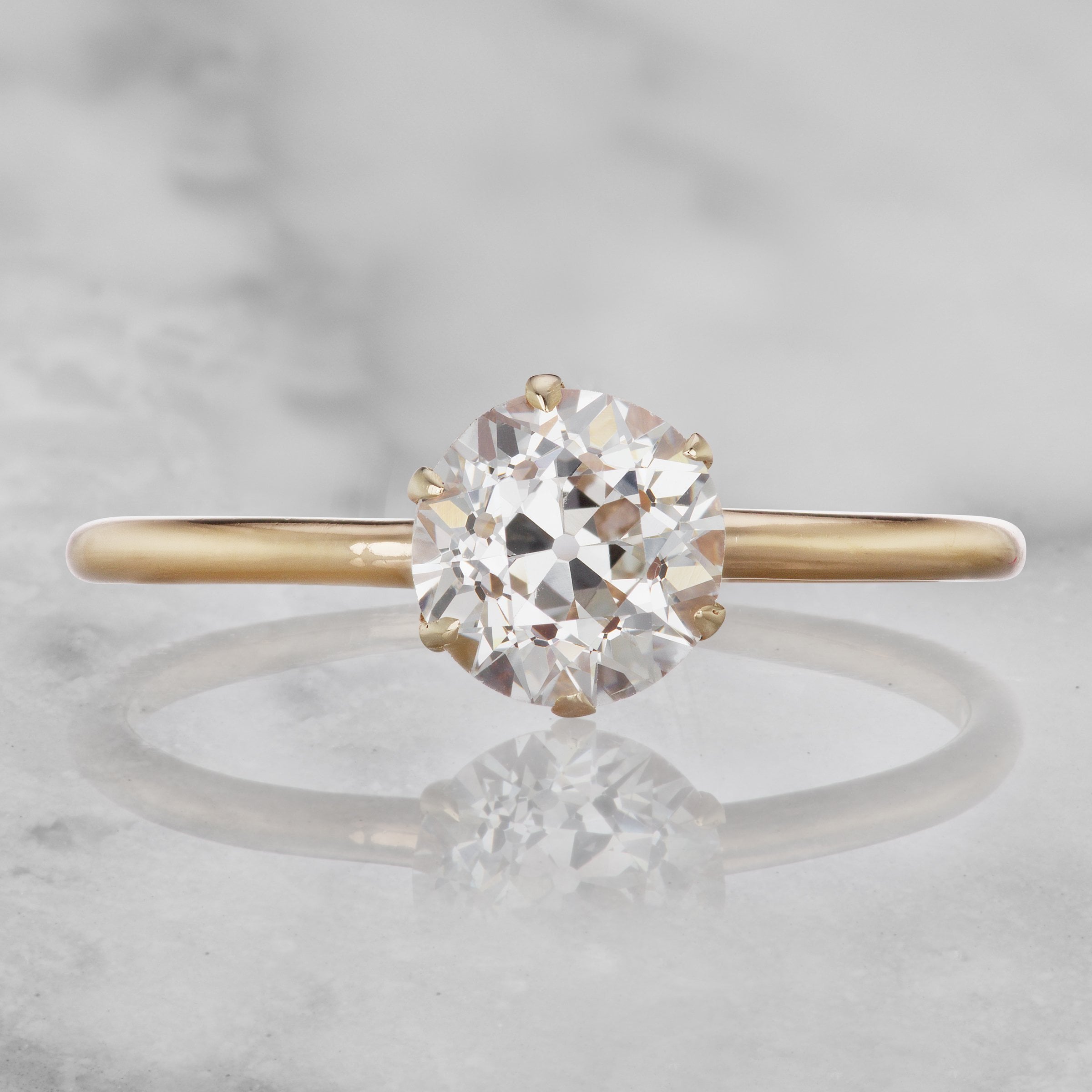 Thin Yellow Gold Engagement Ring Circa 1920 | Victor Barbone