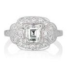 Unique Art Deco Rectangular Step Cut Diamond Engagement Ring