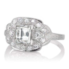Unique Art Deco Rectangular Step Cut Diamond Engagement Ring