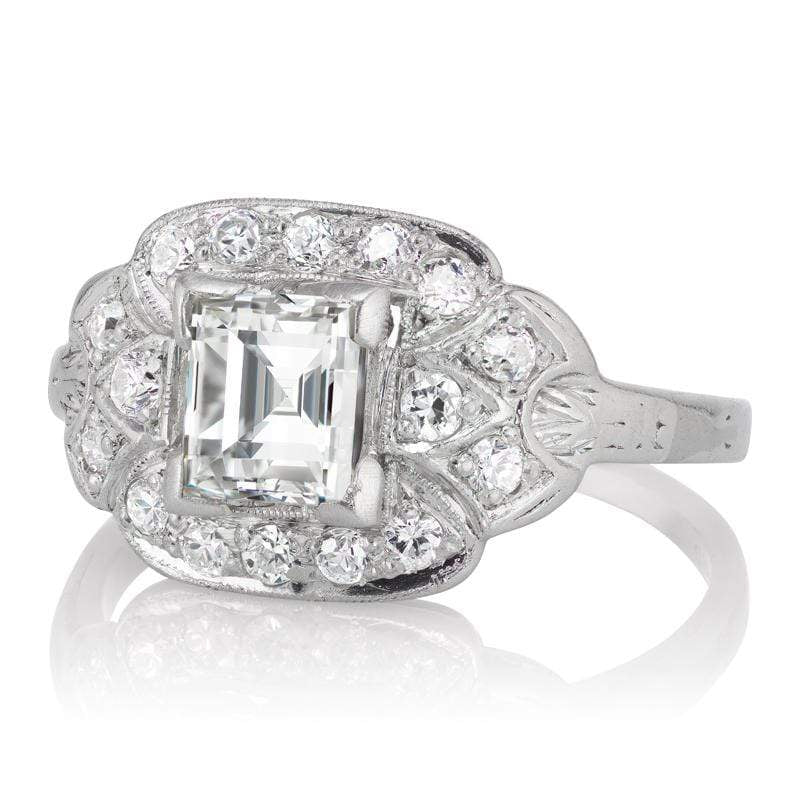 0.96ct Rectangular Step Cut engagement ring