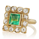 Square Emerald & Diamond Halo Engagement Ring