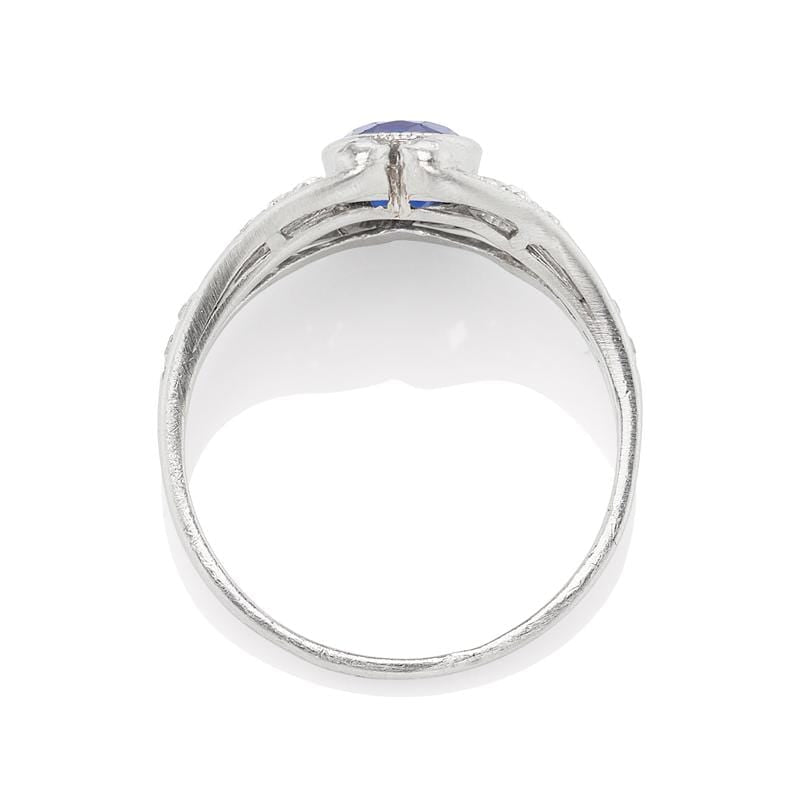 Art Deco Diamond & Sapphire Engagement Ring