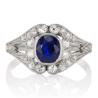 Art Deco Diamond & Sapphire Engagement Ring