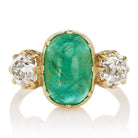 4 Carat Cabochon-Cut Emerald Engagement Ring