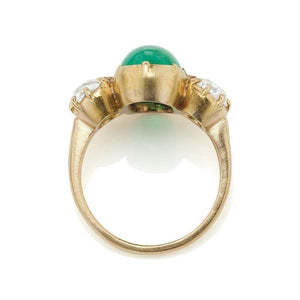 4 Carat Cabochon-Cut Emerald Engagement Ring