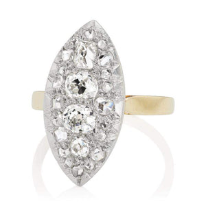 French Vintage Diamond Ring - Platinum-Topped 18 Karat Yellow Gold
