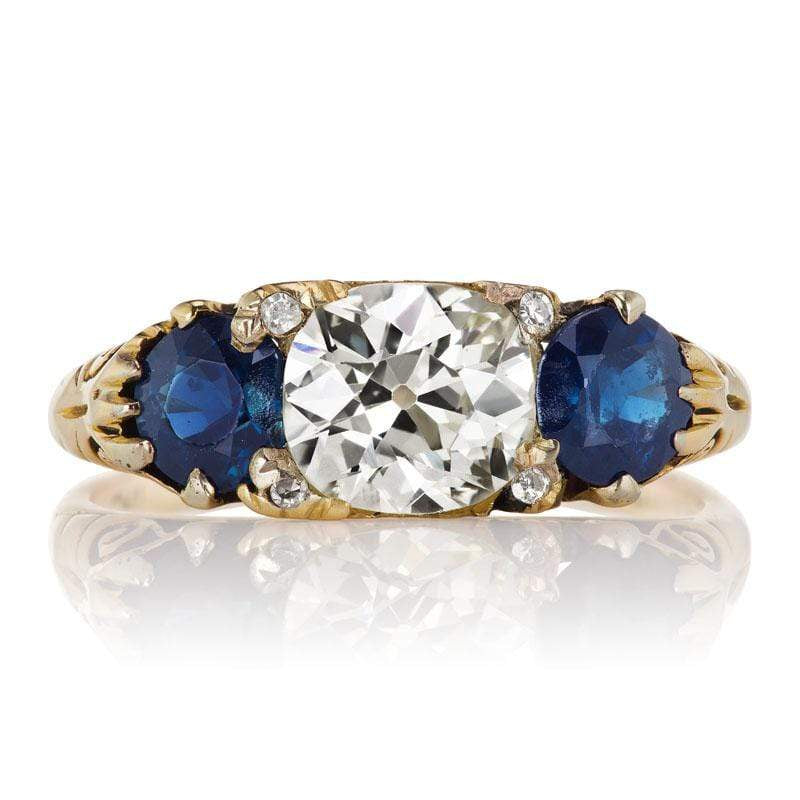 Edwardian Era Diamond Flanked by Sapphires