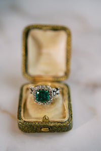 Vintage Colombian Emerald + Diamond Ring