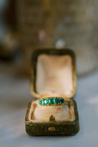 Vintage 5 Stone Emerald Ring circa 1890