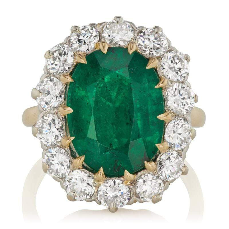 5.25 ct Emerald Diamond Halo Engagement Ring